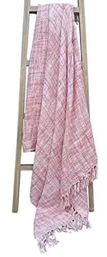 Image of Olivia Rocco French Tonal Throw Super Soft Chenille Sofa Bed Chair Cover Throws Tasselled Decorative Blanket Super Soft Warm Cozy Perfect Covers for Large Sofas Beds (Pink, 130 x 170 cm)