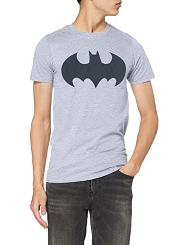 Image of DC Comics Men's Batman Mono Logo T Shirt, Grey (Grey Marl), XL UK