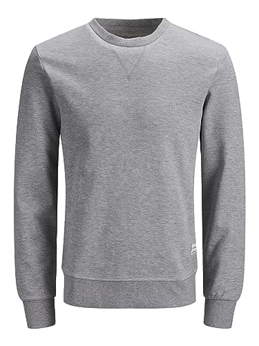 Image of Jack and Jones Mens Basic Crew Sweater Light Grey L