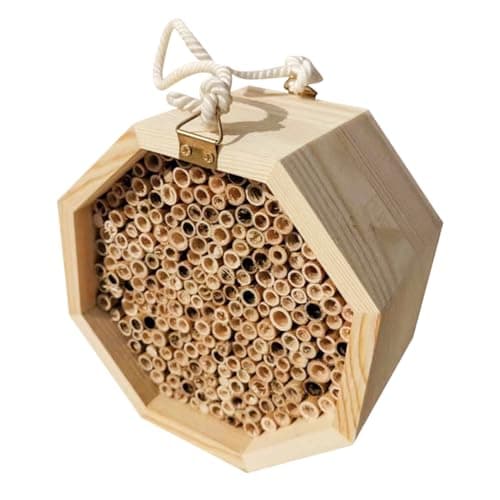 Image of Hotel Wood – Attracts Solitary Pollinators, Natural Habitat, Hanging Loop + Tubes, Sturdy Garden Shed – for Masonry Bees