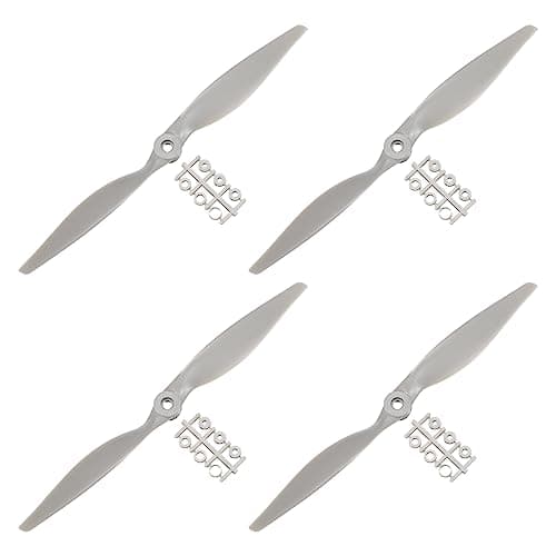 Image of sourcing map 11x7 Propeller RC Propellers 2 Vane Blades Props Grey with Adapter Rings for Electric Airplane Aircraft, Pack of 4