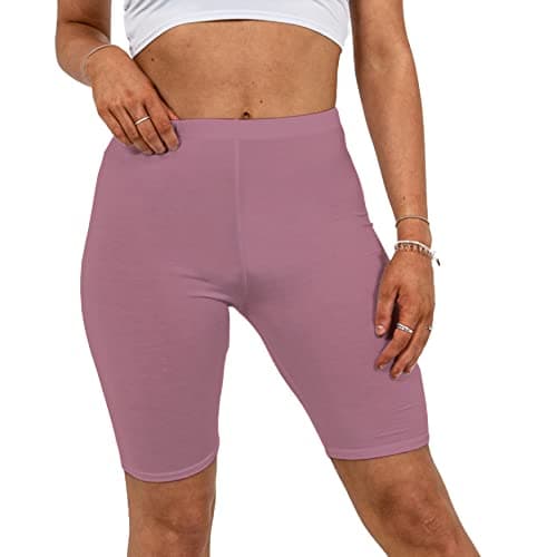 Image of Missloved Ladies Womens Cycling Dancing Gym 1/2 Leggings Active Casual Shorts (Rose Pink, 12-14)