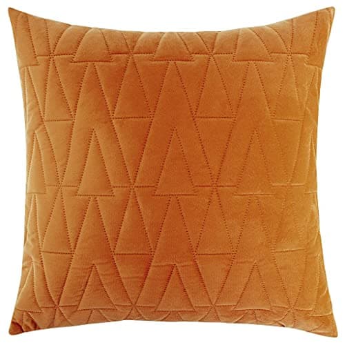 Image of Red Rainbow Cushion Cover 3D Triangles Quilted Velvet Geometric Scandinavian Design 18 inch 45 cm Square (Orange)