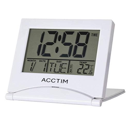 Image of Acctim Mini Flip 2 Folding Travel LCD Alarm Clock White 15782