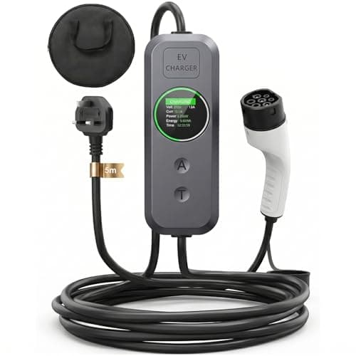 Image of EV Charger Cable Type 2 to 3 Pin Plug, 5M 3.5kW Electric Car Charger, 6/8/10/13A Adjustable Type 2 Charging Cable, EV Charger with LED Indicator, Ev Charging Cable for EV & PHEV