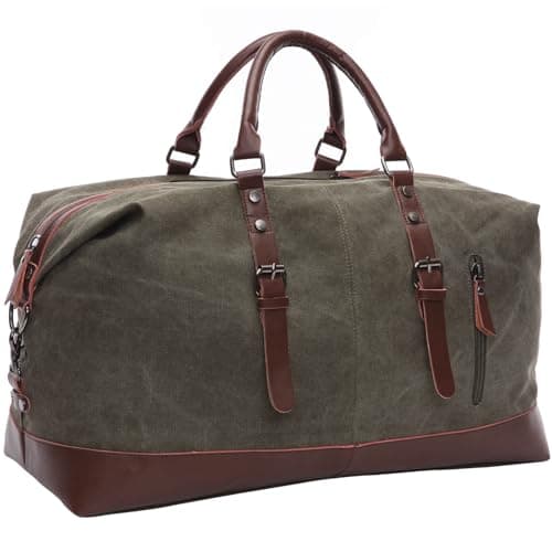 Image of Canvas Duffle Bag 40-50L Large Capacity Travel Bag, Gym Duffle Bag Multi-Functional Shoulder, Hand, and Crossbody Carry Weekend Bag for Men and Women