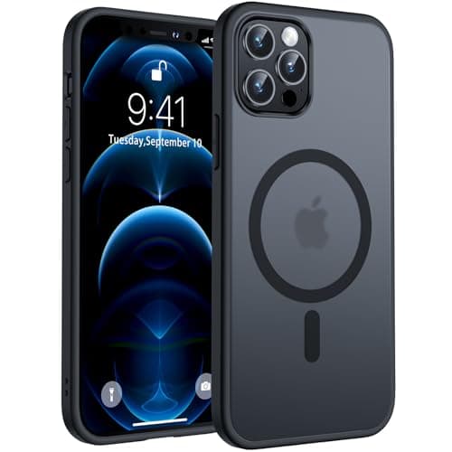 Image of TOCOL Magnetic for iPhone 12 Pro Case 6.1-Inch, Fit for MagSafe, [14FT Military Grade Drop Tested], Shockproof Slim Anti-Fingerprint Translucent Matte Back Protective Phone Cover (Black)