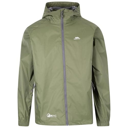 Image of Trespass Adults Waterproof Jacket Qikpac - Lightweight Packaway Raincoat, 2 Zip Pockets, Full Body Front Zip, Adjustable Hood, Storm Flap, Ventilated Back, Foldable Packs in Pouch