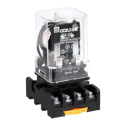 Image of sourcing map DPDT Electromagnetic Power Relay, AC 12V Coil 10A 8 Pin MK2P-I Small Relay with Plug-in Terminal Socket Base 2NO 2NC JTX-2C