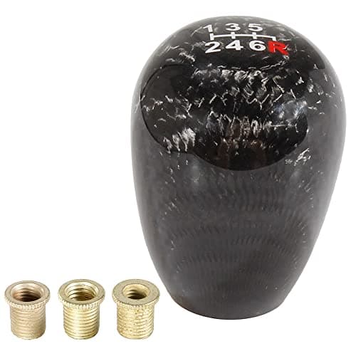Image of muge racing Gear Shift Knob Carbon Fiber 6 Speed Shifter Knob Universal for Most Cars with 3 Adapters(8mm/10mm/12mm)