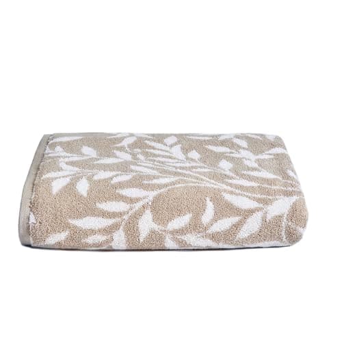 Image of Dreams & Drapes - Natural Leaf Vintage Floral Towel (50 x 90cm) - 100% Cotton - Soft Touch - Bathroom Accessory
