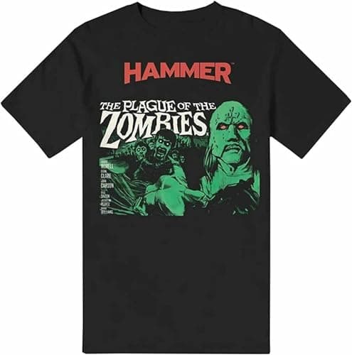 Image of The Plague of The Zombies Hammer Horror Mens White Yellow Black red Mens t Shirt Men Black