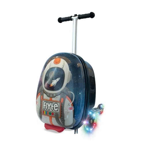 Image of Flyte Scooter Suitcase Sammie The Spaceman - 2-in-1, 18 Inch Ride on Children's Luggage, 25 Litre Capacity Kids Suitcases on Wheels for Boys and Girls Aged 4+, Foldable Waterproof Kids Suitcase