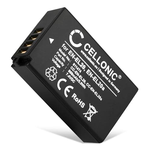 Image of CELLONIC 1x Battery for Camera Compatible with Nikon CoolPix P1000, Coolpix A, CoolPix P950, EN-EL20a - (800mAh, 7.4V)