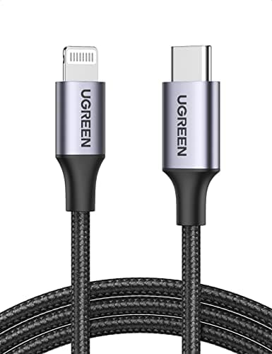 Image of UGREEN USB C to Lightning Cable MFi Braided USB C iPhone Charger Cable Compatible with Fast Charging iPhone 14/14 Pro/14 Pro Max 13 12 Mini 11 Pro XR X 8 Plus SE iPad Mini MacBook Pro Air (1M)