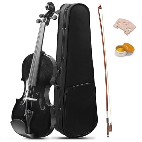 Image of LALAHO 4/4 Violin for Beginners Students, Full Size Violin, Acoustic Fiddle Set with Portable Case, Premium Bow, Premium Rosin (Black)