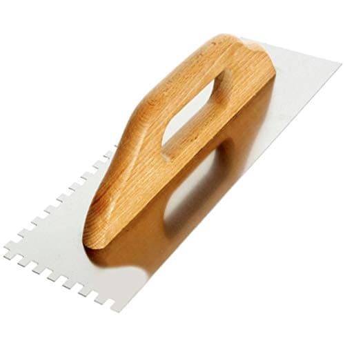 Image of Toolty Professional Stainless Steel Square Notched Trowel, Tiling Trowel, Plastering Trowel -580mm, 6x6mm - for Adhesive mortars - Wooden Handle, Tile, Tiling, Adhesive, DIY - TLTY-5706