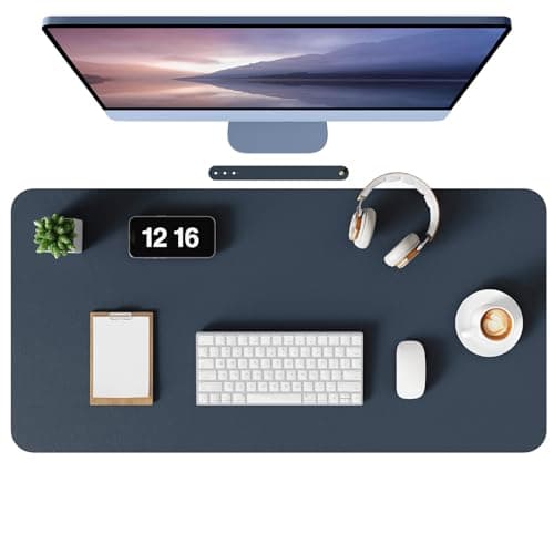 Image of MOLMO Non-Slip Desk Mat, Waterproof Desk Pad Table Protector, Easy Clean Laptop Mat Large Mouse Pad Leather Writing Mat with Suede for Office/Home/Decor (Dark Blue, 80 x 40 cm)