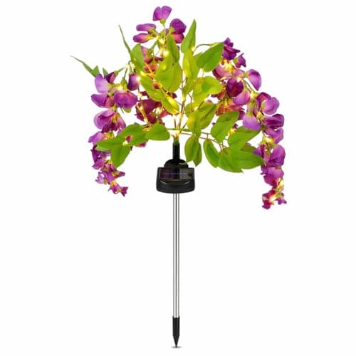 Image of Solar Wisteria Stake Light – 10 LED Warm White Garden Flower Light, Outdoor Decorative Solar Light for Pathway, Patio, Lawn & Flower Beds, Cascading Floral Garden Lighting