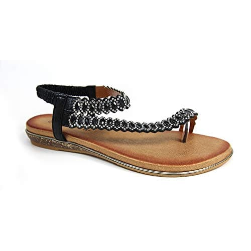 Image of Lunar Novella Womens Black Diamante Sandal - Size 3 - Black