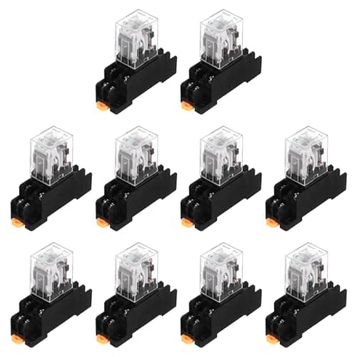 Image of sourcing map 10Pcs DC 24V Electromagnetic Power Relay, 8-Pin 5A Power Coil Relay with LED Indicator and Socket Base DPDT 2NO 2NC - MY2NJ for Industrial, Home Appliances and DIN Rail System