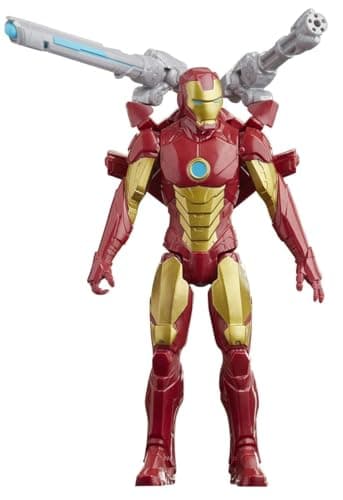 Image of Marvel Avengers Titan Hero Series Blast Gear Iron Man Action Figure Toy, With Launcher, 2 Accessories and Projectile, Ages 4 and Up,Black,30 cm