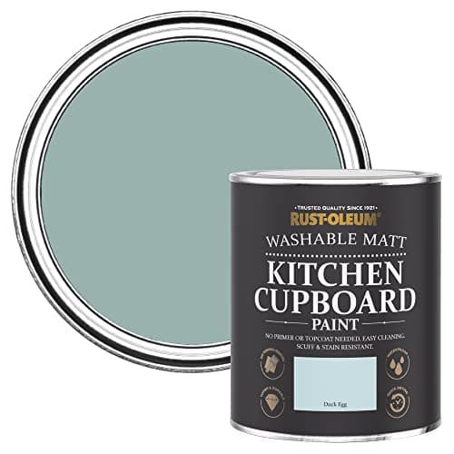 Image of Rust-Oleum Blue Kitchen Cupboard Paint in Matt Finish - Duck Egg 750ml