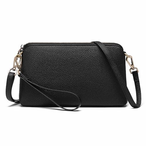 Image of GAEKEAO Crossbody Bags for Women RFID Blocking Leather Cross Body Bag Purses Women's Crossbody Handbags with Wristlet Strap (Lychee Black)