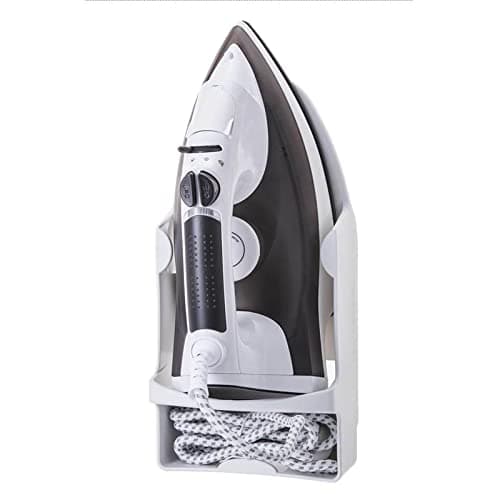 Image of Cocoarm Wall Mounted Iron Holder Heat Proof Wall Mounted Iron Hanger Baffle Design Wall Mounted Electric Iron Organizer with Hooks, Independent Wire Storage Slot 12.1 X 5.8 X 4.2in