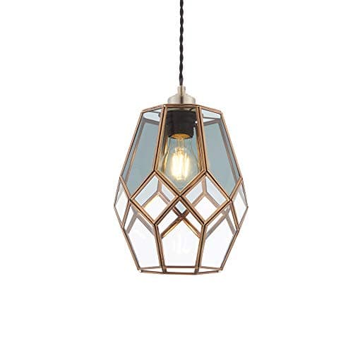 Image of Antique Brass Finish with Clear and Smoked Glass Non Electric 1 Light Pendant Ceiling Light