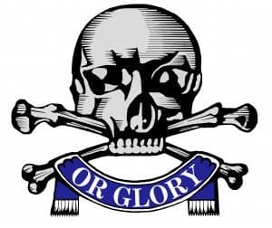 Image of The England Store Death or Glory skull and bones iron on patch 17th 21st Lancers