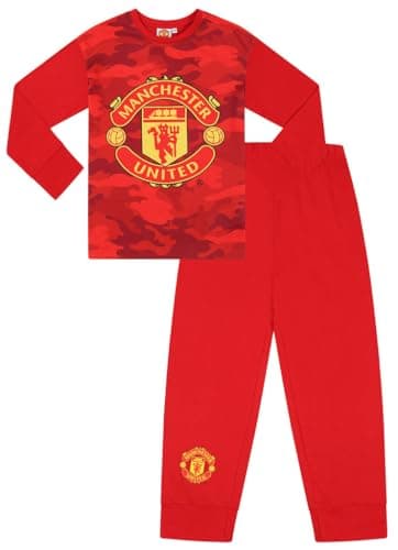 Image of Manchester United Boys Football Club Red Camouflage Long Pyjama Set (7-8 Years)