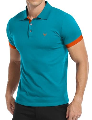 Image of KUYIGO Men's Polo Shirt Short Sleeve Sports Shirts Tennis Golf Basic T-Shirt M Deep Teal