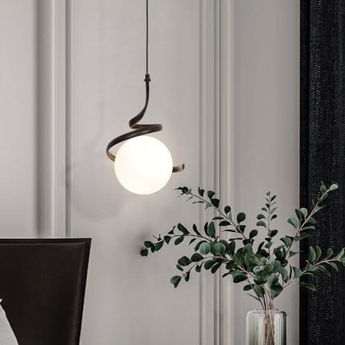 Image of zhxinashu Glass Ball Pendant Light, Globe Pendant Light, Modern Black Ceiling Light, G9 Nordic Vintage Lampshade for Hallway, Bedside, Kitchen(Black)