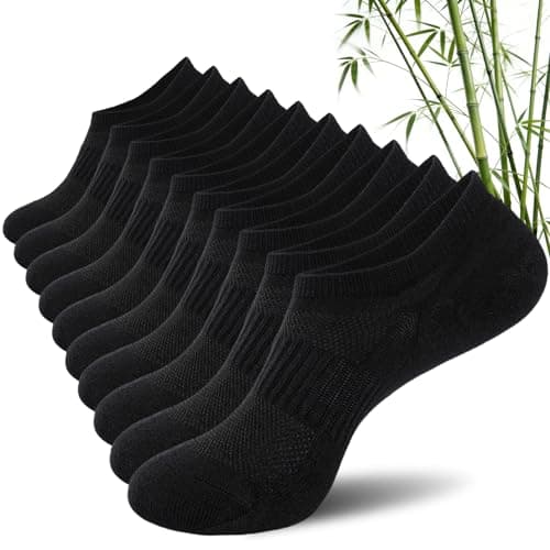 Image of SockWaddles Bamboo No Show Trainer Socks for Men and Women, Low Cut Invisible Socks Men Ladies with Non-Slip Silicone Stripes, Breathable Short Sock, Black, Size 6-8, 5 Pairs