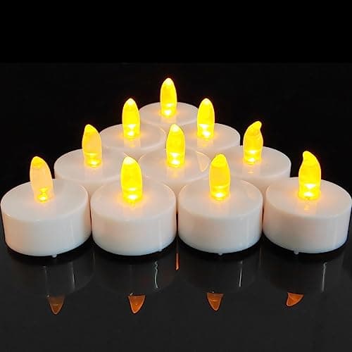 Image of 12 Pack Flickering Battery Operated Flameless Led Tea Light Candles with Timer,6 Hours on and 18 Hours Off, tealight Candles for Wedding,Halloween,Christmas,Festival..in Warm Yellow