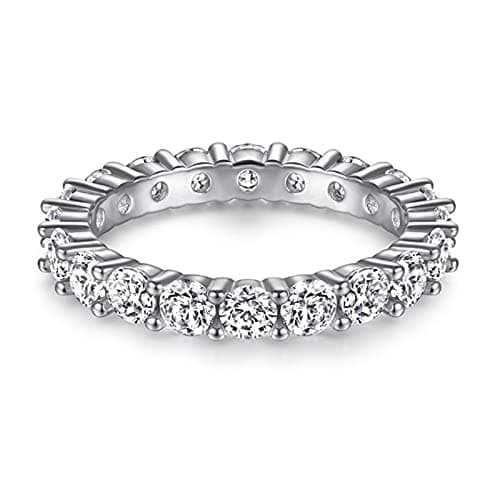 Image of HCMA 925 Sterling Silver Created Moissanite Diamonds Gemstone Fine Jewelry Wedding Band Fashion Ring For Women Gift