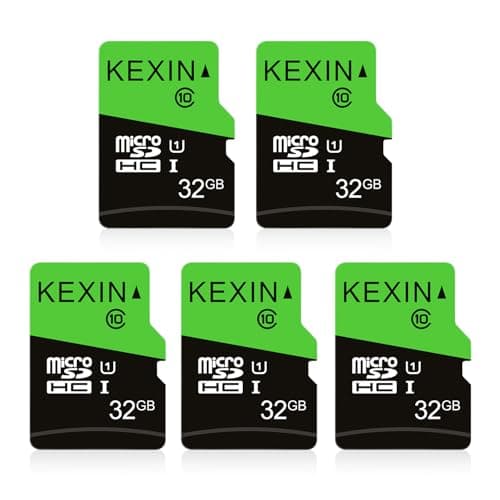 Image of KEXIN 32GB Micro SD Card 5 PCs MicroSDHC Card UHS-1 Up to 80MB/s Read Class 10 C10 U1 Micro SD Memory Card TF Card for Camera, Smartphones, Security System, Drone, Dash Cam, Tablet (Black Green)