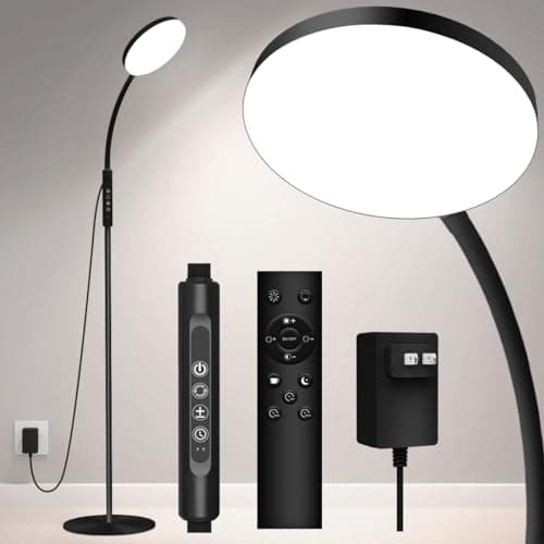 Image of Mojimdo 20000 Lux Light Lamp, Flexible and Dimmable LED Daylight Floor Lamp with 5 Color 10 Brightness for Reading Working, Floor Standing Sunlight Lamp with Timer for Bedroom Living Room Home Office