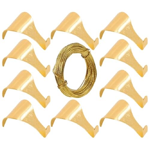 Image of Picture Rail Hooks Dado Rail Hooks Brass Plated Antique Style Moulding Hooks with 3.0m Brass Wire for Picture Hanging Decoration – 10 Pcs