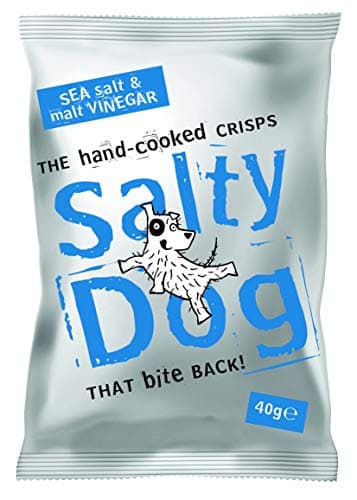 Image of Sea Salt & Malt Vinegar Salty Dog Hand Cooked crisps, Vegetarian, Gluten free 24 x 40g packs (960G)