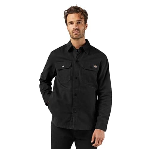 Image of Dickies Men's Duck Canvas Shirt Jacket, Black, L