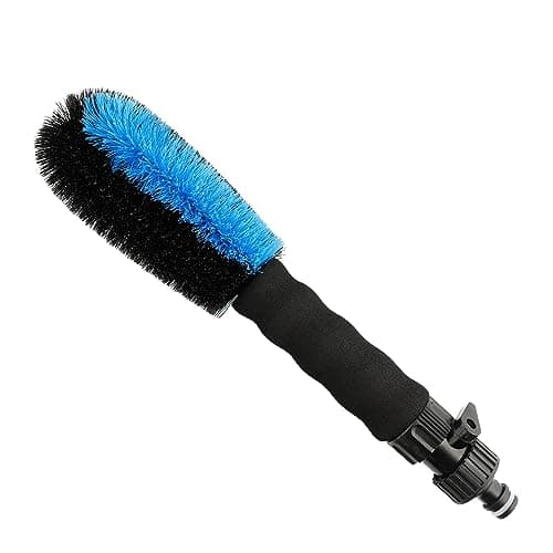 Image of Streetwize - Hard Bristle Flow Thru Alloy Wheel Brush | Non-Slip Soft Handle | Car Wash Brush Attachment, Blaster Brush Attachement | Hose Pipe Brush, ON/OFF Switch SWCWB12
