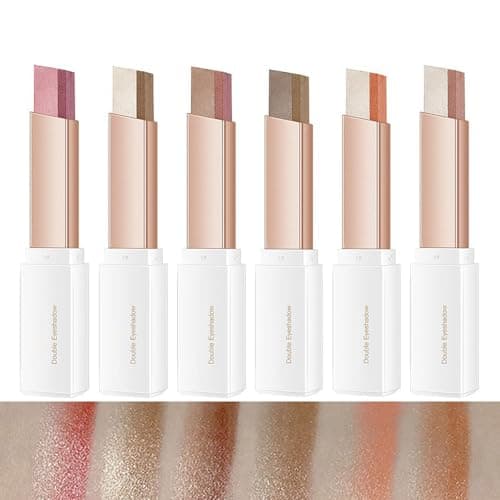 Image of 6 Pcs Double Colors Eyeshadow Stick Set - Rotating Upgraded Glitter Gradient Long Lasting Waterproof Shimmer Cream Eyeshadow