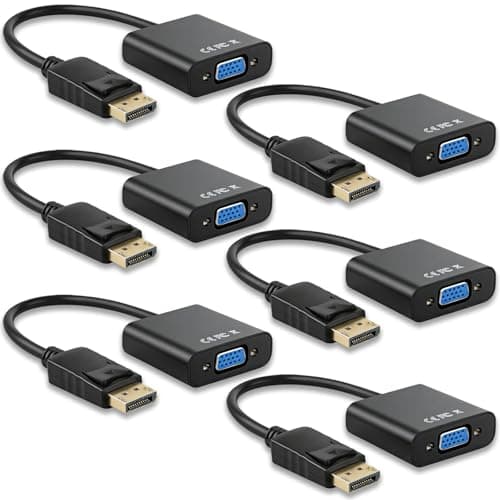 Image of Topcloud DisplayPort (DP) to VGA Adapter, DP to VGA Converter Male to Female Gold-Plated Cord for PC, Laptops, Displays, Monitors, Projectors and More (6 pack)
