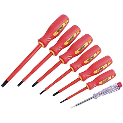 Image of Draper 46540 Fully Insulated Screwdriver Set with Mains Tester, Set of 7