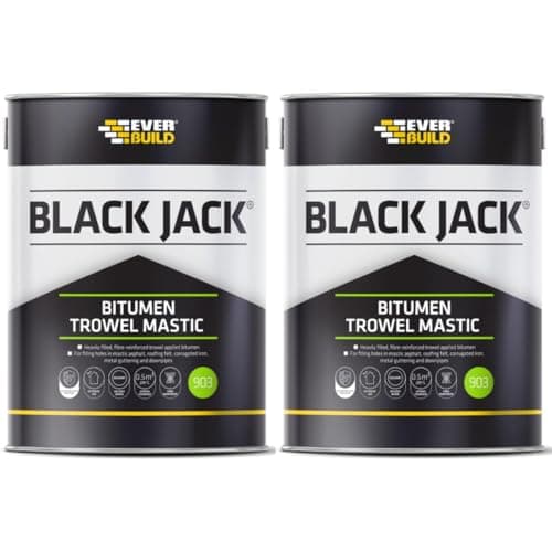 Image of Black Jack® 903 Bitumen Trowel Mastic, Black, Fibre-Reinforced, Solvent-Based Sealant, 1 Litre, Pack of 2