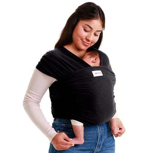 Image of Sleepy Wrap Baby Carrier Newborn to Toddler (7-35 lbs/3-15 kg) - Hands-Free & Hip-Healthy Baby Wrap Carrier, Machine-Washable & Breathable (Black)