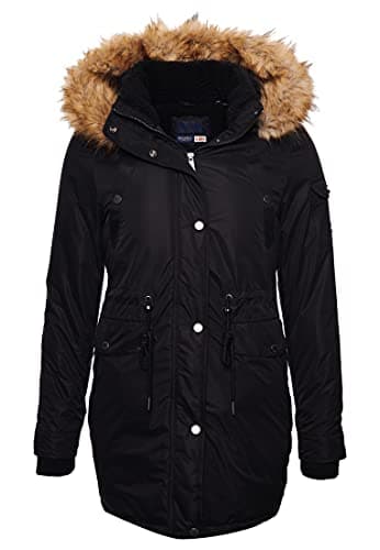 Image of Superdry Women's Nadare Microfibre Parka Jacket Not Applicable, Black, 8