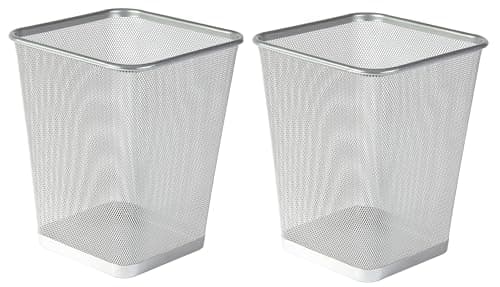 Image of Best House | Metal Mesh Bin | Square | 9 Litres | GRAY | Metal Wire Waste Basket Bin | Paper Bin | Lightweight and Sturdy Rubbish Bin | Ideal for Kitchen Home Office Living Room Bedroom (Pack of 2)